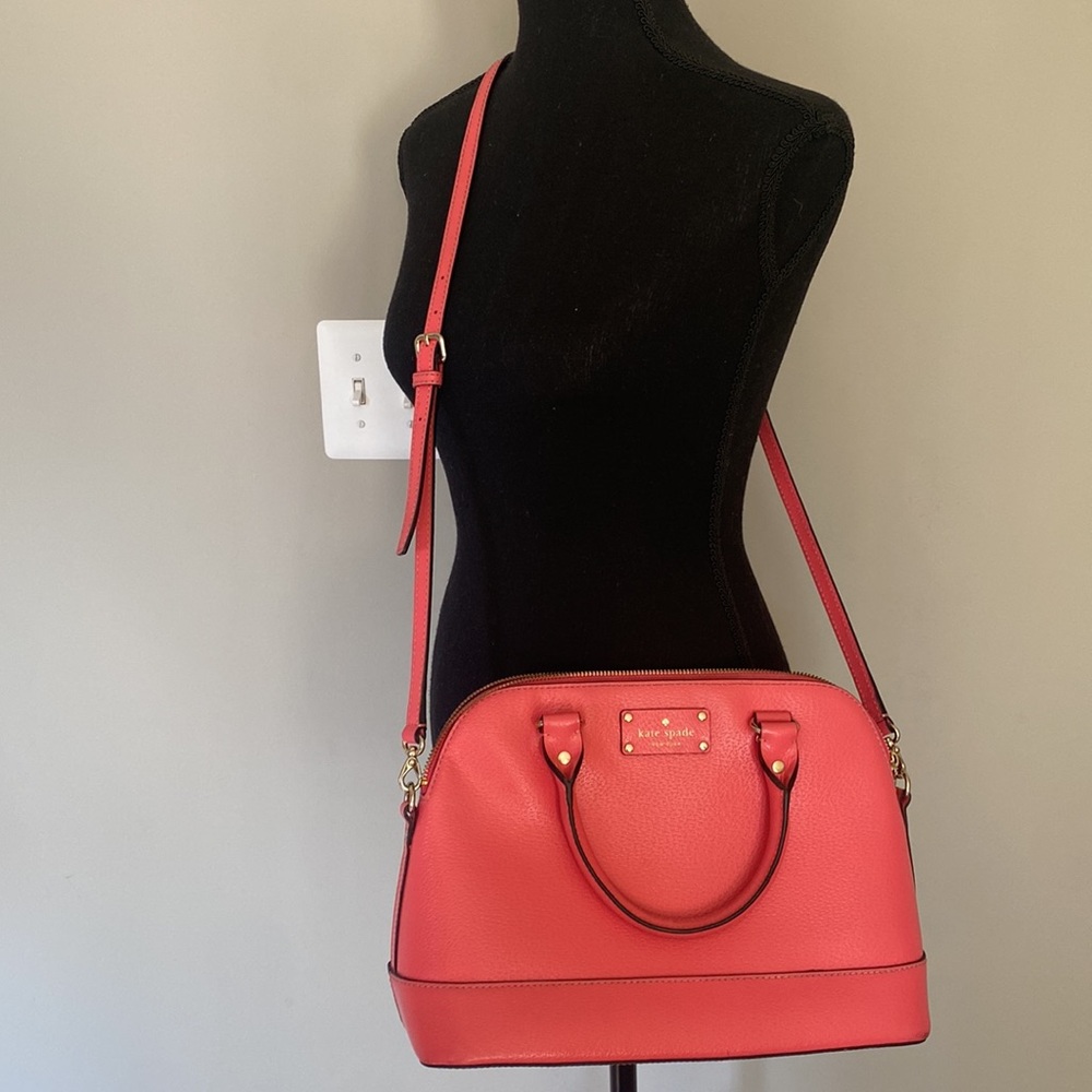 Kate Spade Beautiful Pink Satchel Handbag With Crossbody Strap With Handles - Picture 14 of 14